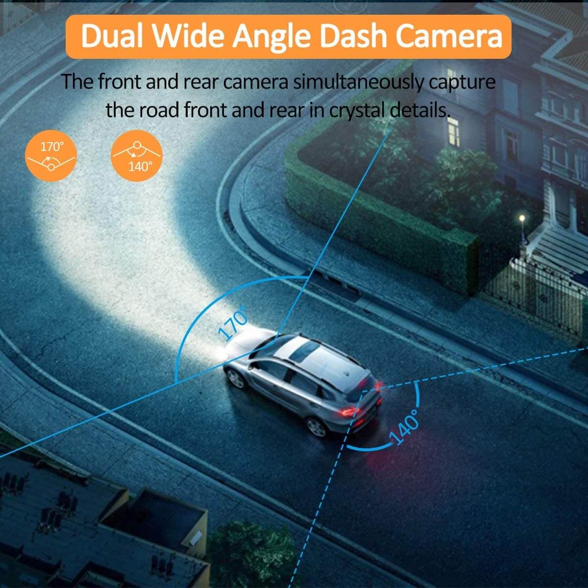 LDAS Dash Cam for Cars Front and Rear and SD Card Included 