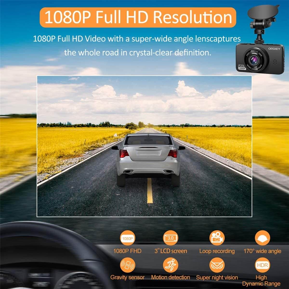 LDAS Dash Cam for Cars Front and Rear and SD Card Included 
