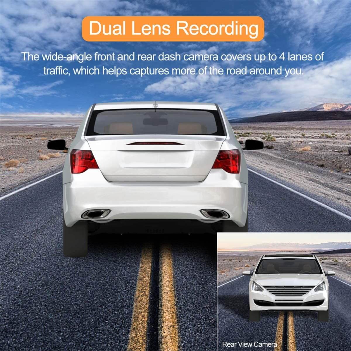 LDAS Dash Cam for Cars Front and Rear and SD Card Included 