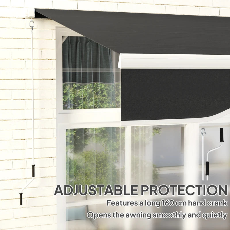 8' x 7' Retractable Awning, Patio Awnings, Sunshade Shelter with 280 g/m² UV & Water-Resistant Fabric, Black