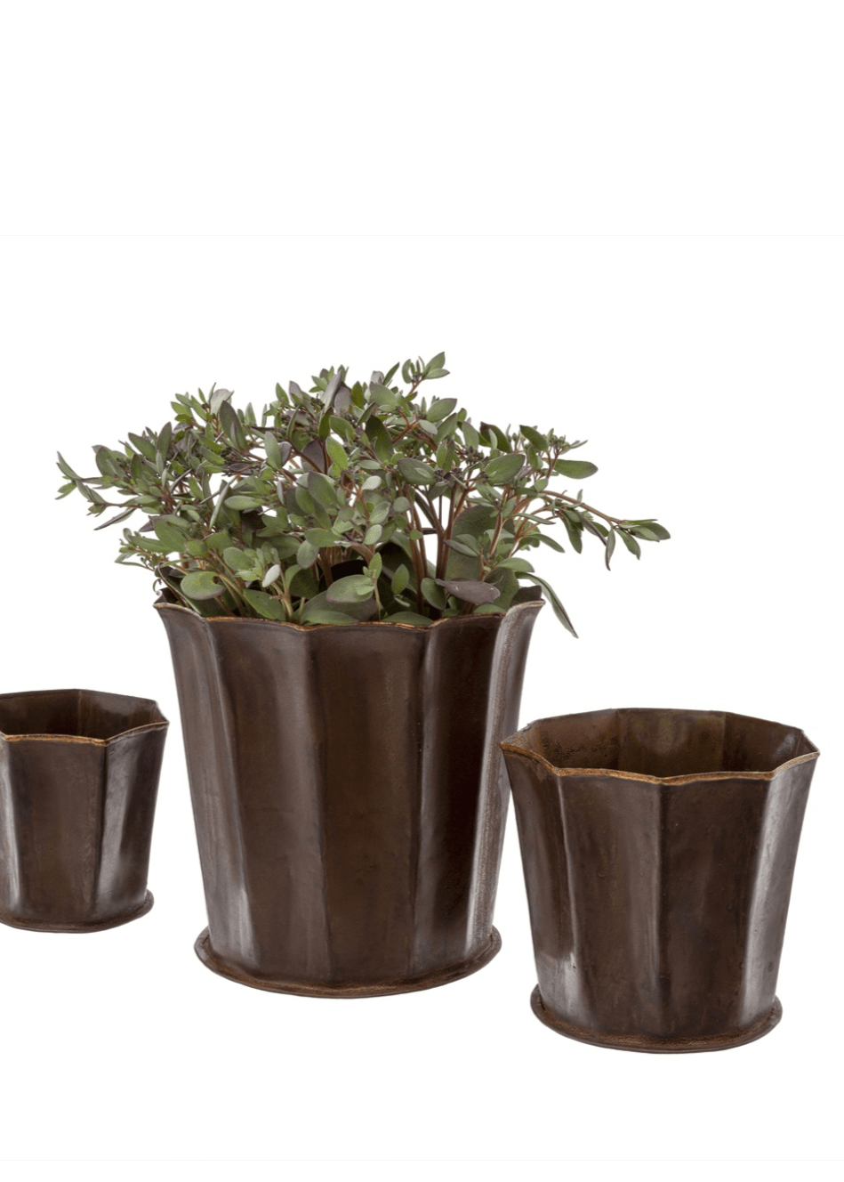 Leather Effect Fluted Pots – Set of 3 