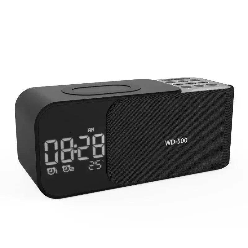 Led Wireless Charging Alarm Clock Fm Radio Bluetooth Speaker With Microphone Temperature Indicator Digital Display Speakers 