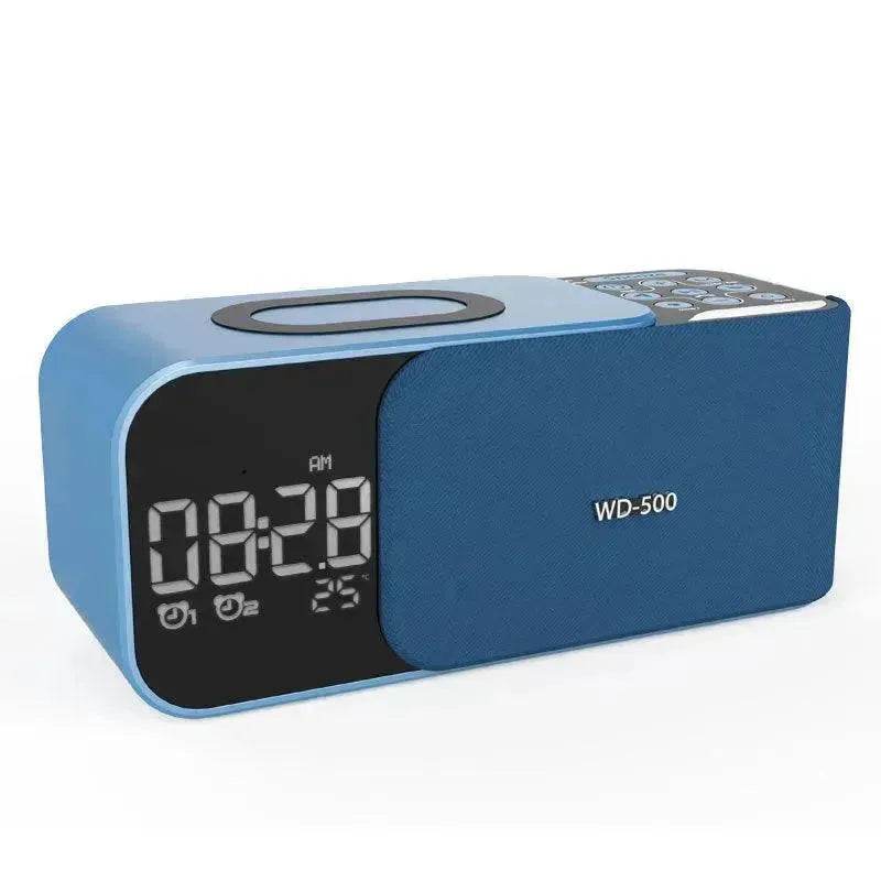 Led Wireless Charging Alarm Clock Fm Radio Bluetooth Speaker With Microphone Temperature Indicator Digital Display Speakers 