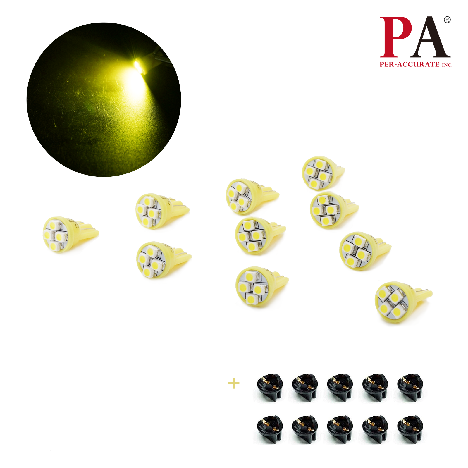 T10 168 194 4SMD 3528 Led instrument Panel Dash Light Bulb 1/2" Twist Lock Socket -12V 