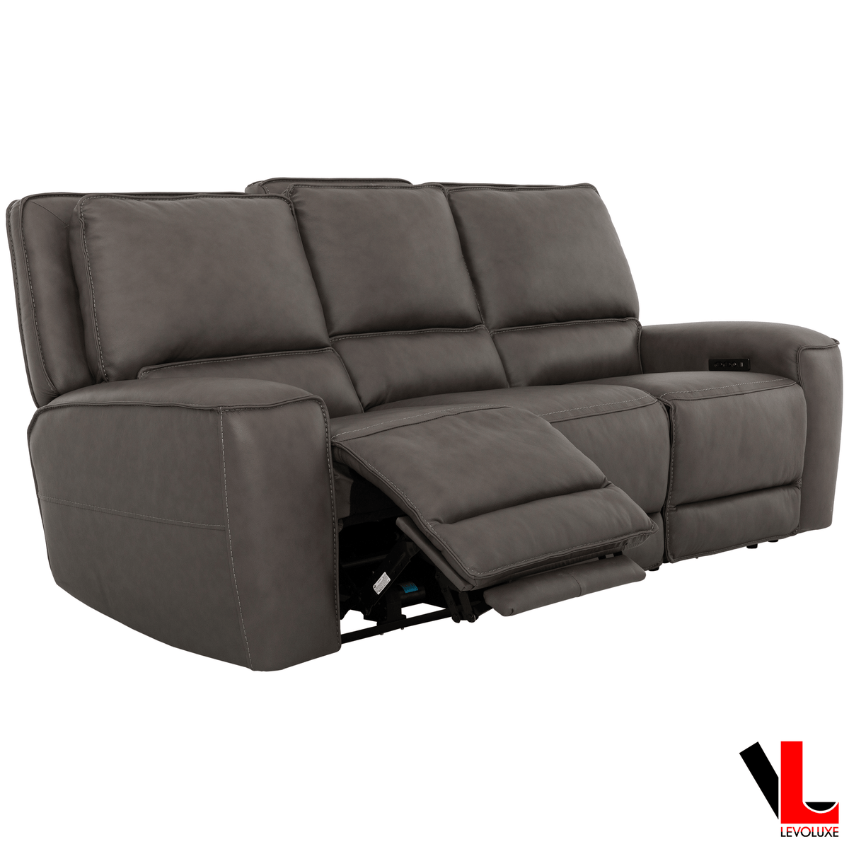 Odessa 92" Power Reclining 3 Seater Sofa with Power Headrests in Tex Grey Leather Match