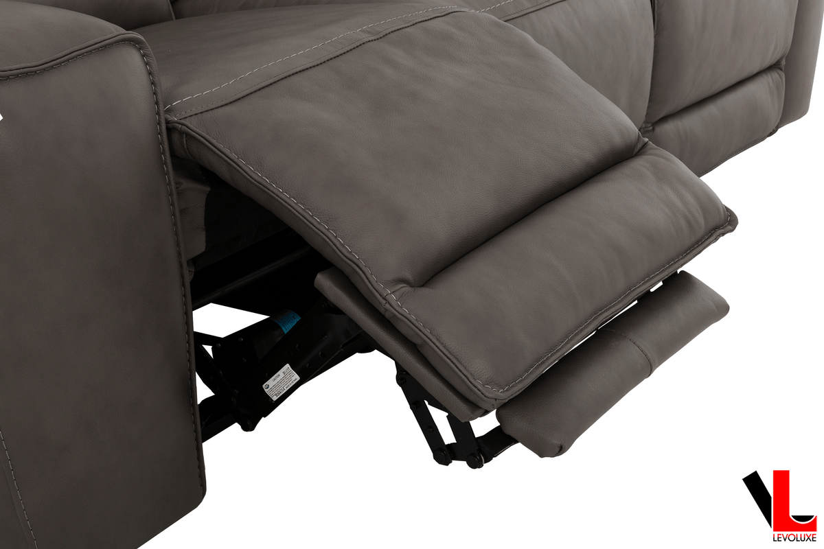 Odessa 92" Power Reclining 3 Seater Sofa with Power Headrests in Tex Grey Leather Match