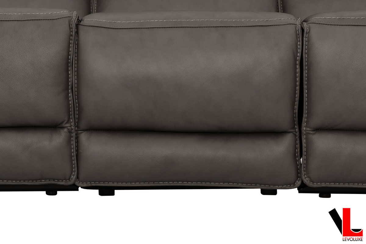 Odessa 92" Power Reclining 3 Seater Sofa with Power Headrests in Tex Grey Leather Match