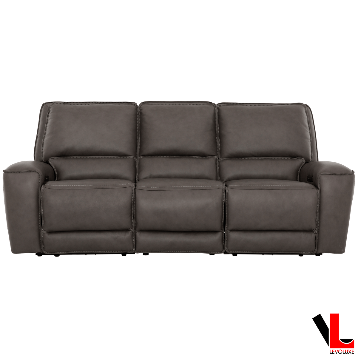 Odessa 92" Power Reclining 3 Seater Sofa with Power Headrests in Tex Grey Leather Match
