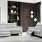Lennox 2 Piece Power Reclining Sofa and Loveseat Set with Adjustable Headrests in Light Grey Leather Match