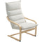 Birch Wood Fabric Modern Armchair, Accent Chair with Curved Leg and Arm for Living Room, Cream White
