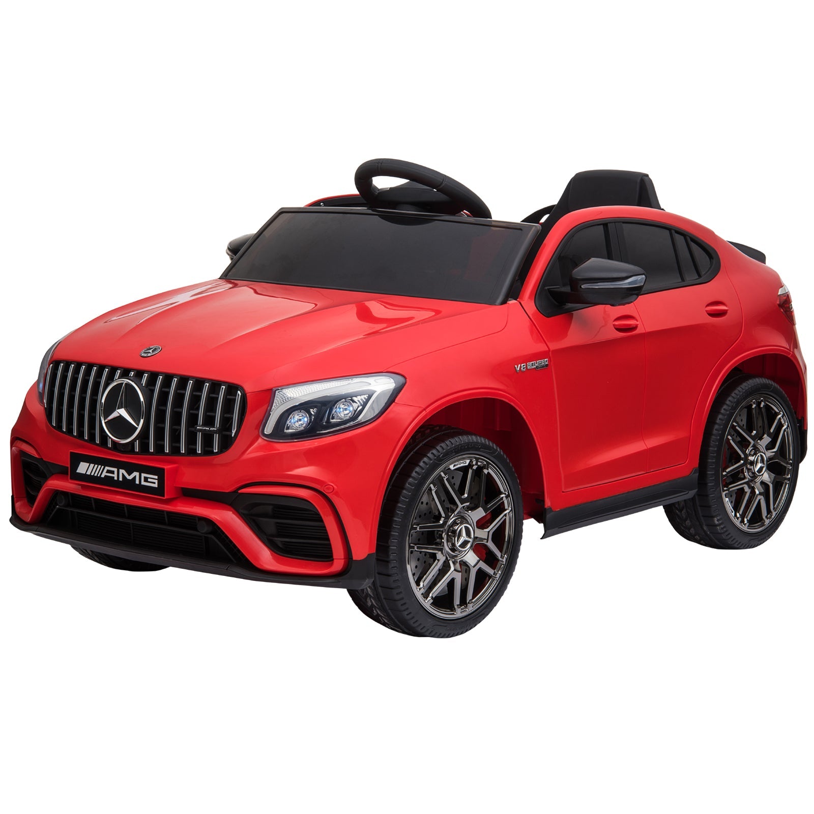 Aosom 12V Ride On Toy Car for Kids with Remote Control, Mercedes Benz AMG GLC63S Coupe, 2 Speed, with Music, Electric Light, Red 