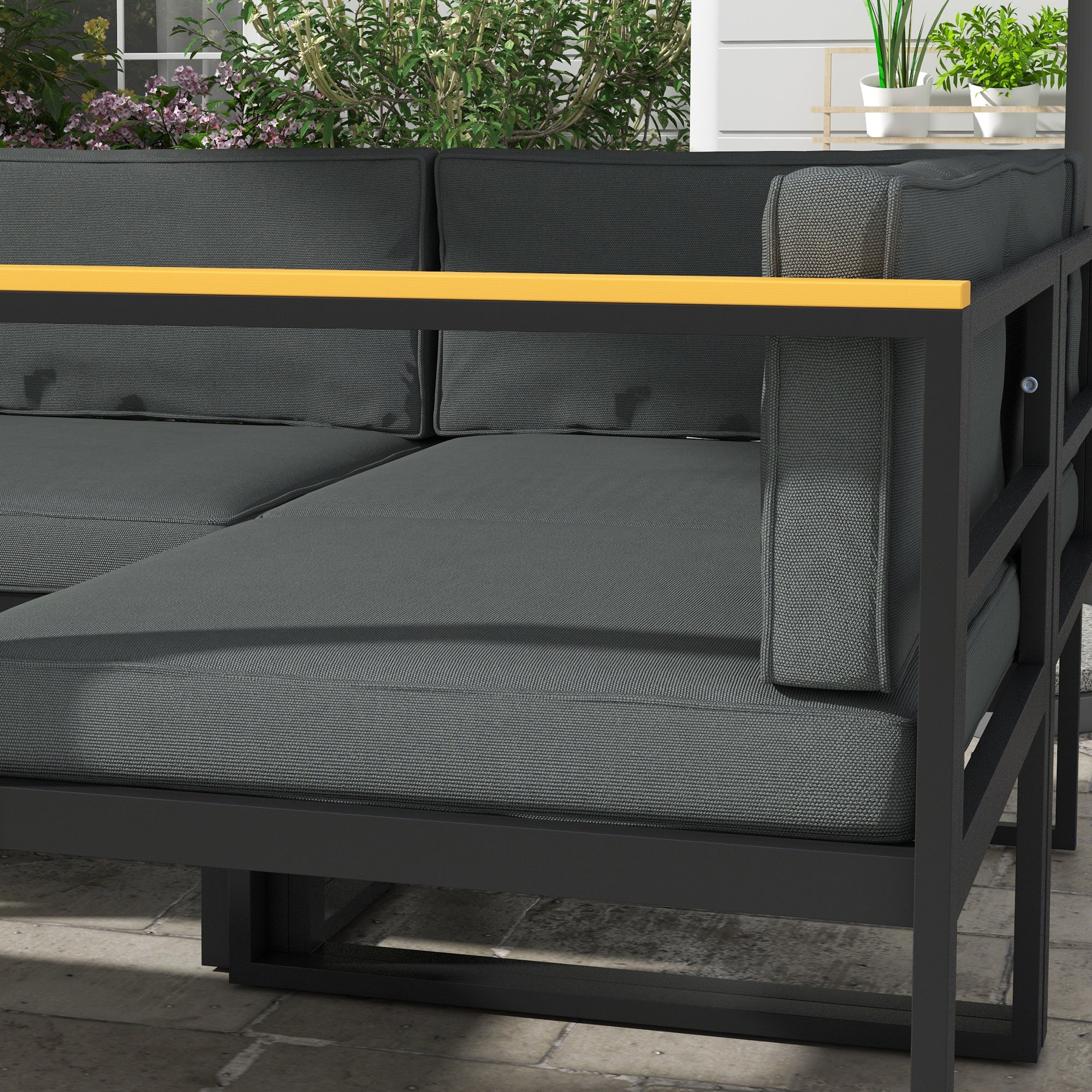 Outsunny Replacement Cushions for Rattan Furniture, 14 Piece Outdoor Seat Cushion Pad for Patio Set, 7 Seat and 7 Back, Grey 