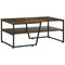 HOMCOM Rustic Brown Coffee Table with Shelf: Center Table with Steel Frame, Adjustable Foot Pads for Living Room