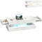Coffee Table with Adjustable LED Lights, Center Table with 2 Drawers, Open Shelf, Remote, High Gloss Marble-Effect White