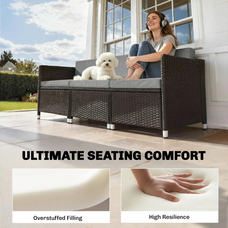 Patio Furniture Cushions Water-Repellent Outdoor Loveseat Cushion Removable Covers 23.6" x23.6", Grey