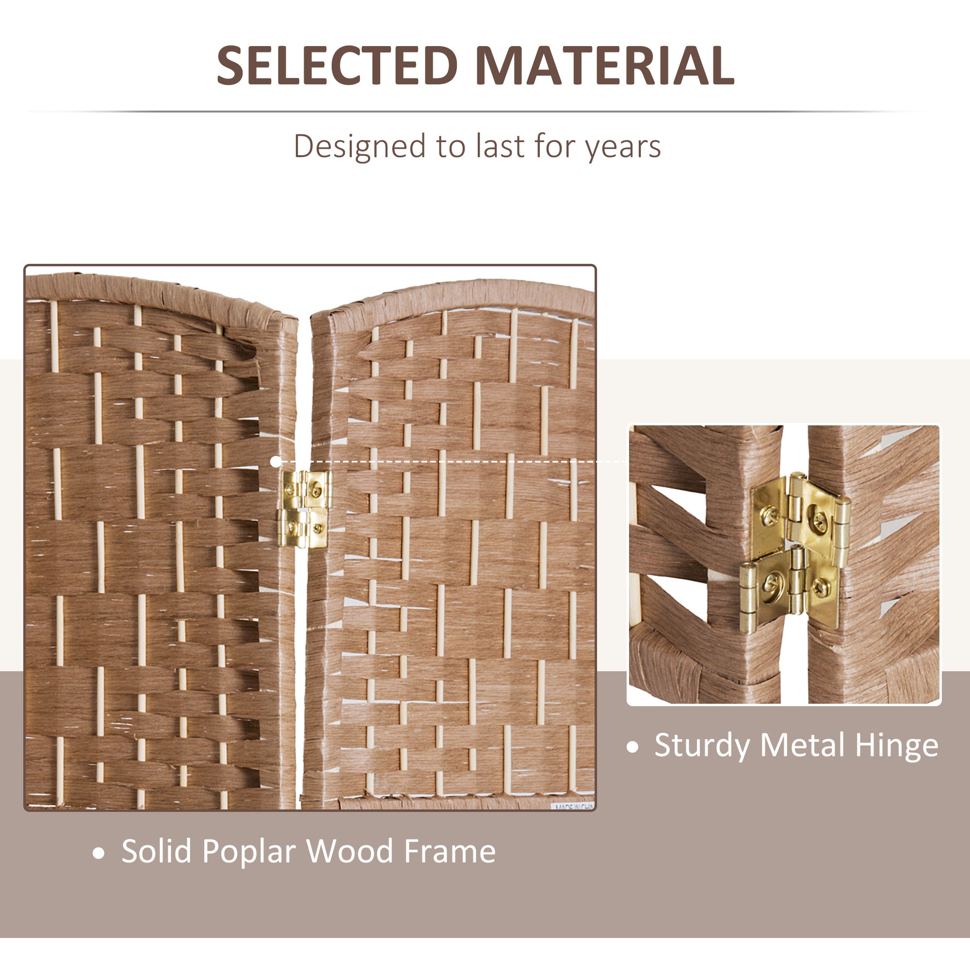 HOMCOM Natural Elegance Room Divider: 4-Panel Woven Wicker Indoor Privacy Screen for Home Decor 