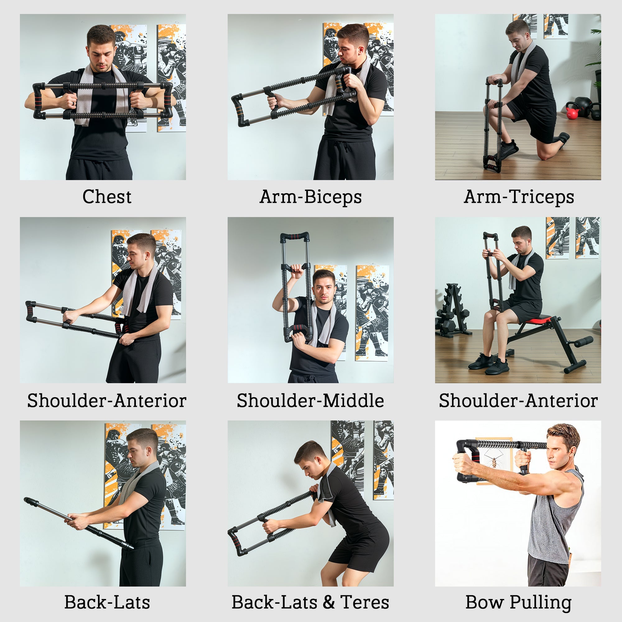 Soozier Chest Expander, Spring Chest Exerciser with 22-176 lbs Resistance for Men and Women Home Gym, Office or Travel 
