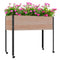 Wooden Elevated Planter Box, Raised Garden Bed with Wheels, Metal Legs, Drainage Holes and Bed Liner