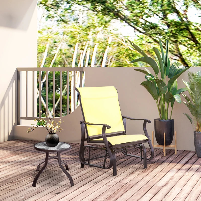 Outdoor Glider Chair, Patio Glider with Steel Frame and Mesh Fabric, Outdoor Chair for Backyard, Garden, Porch, Beige