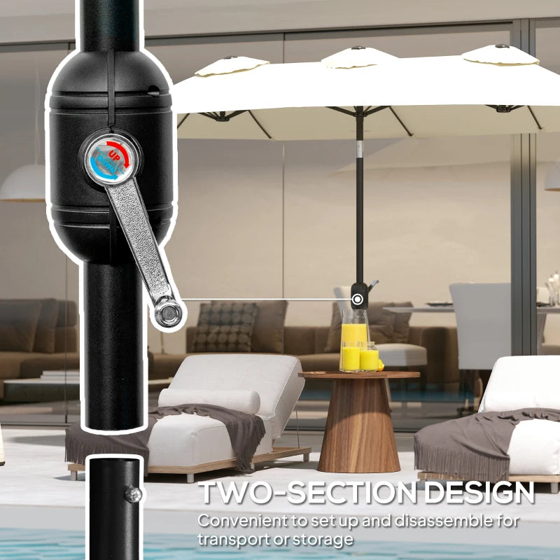 9.7' Double-sided Outdoor Patio Umbrella with Tilt, Crank and Vents, Cream White