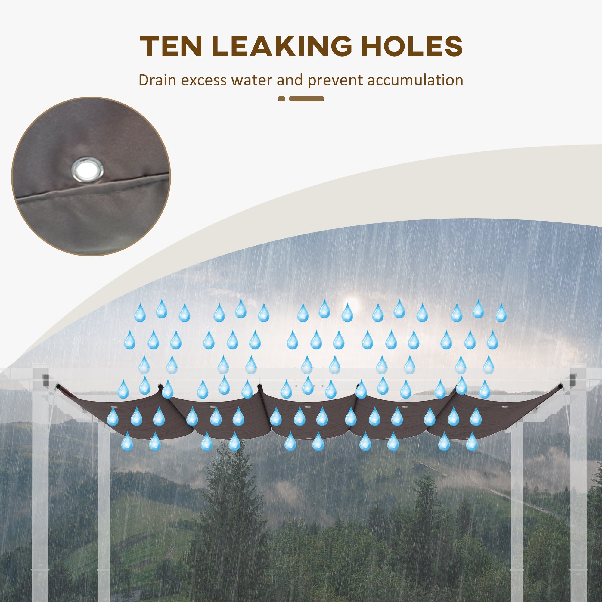 Outsunny Pergola Canopy Replacement 9.8'x9.8', Retractable Cover, Durable Fabric, Coffee - Upgrade Your Outdoor Space 