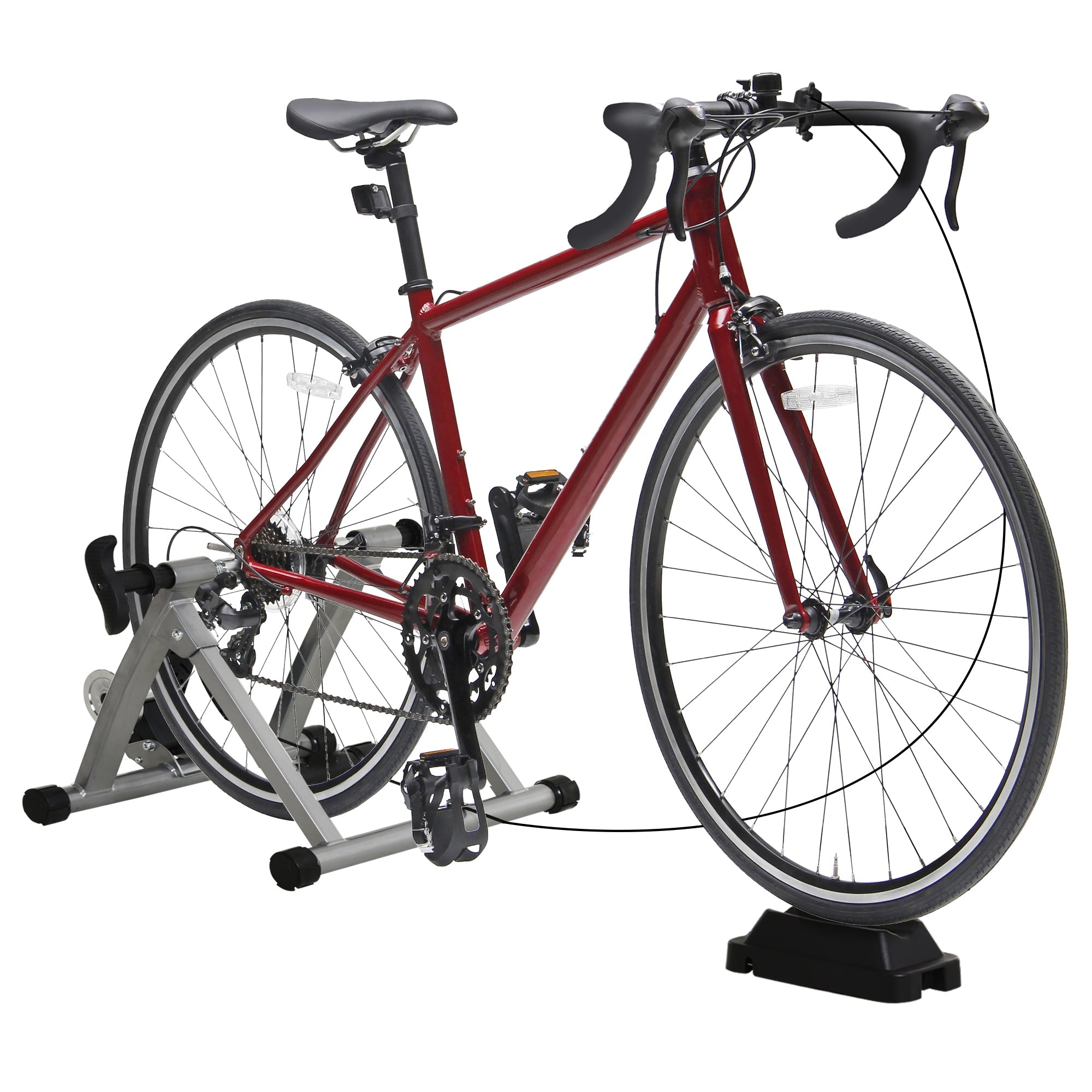 Soozier Indoor Magnetic Bike Trainer Stand with 5-Level Adjustable Resistance, Silver - Enhance Your Home Workout Experience 