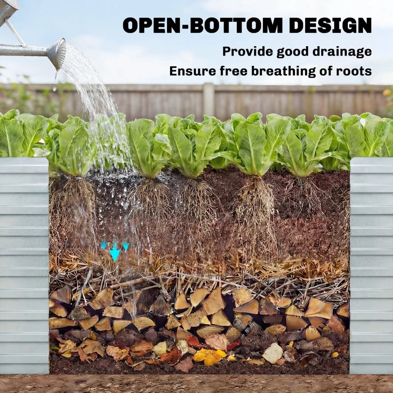 8' x 4' x 2' Raised Garden Bed, Galvanized Planter Box for Growing Flowers, Herbs and Vegetables, Silver
