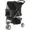 3 Wheels Foldable Dog Stroller with Storage Basket, Adjustable Canopy, Cupholder for Miniature and Small Dogs, Black