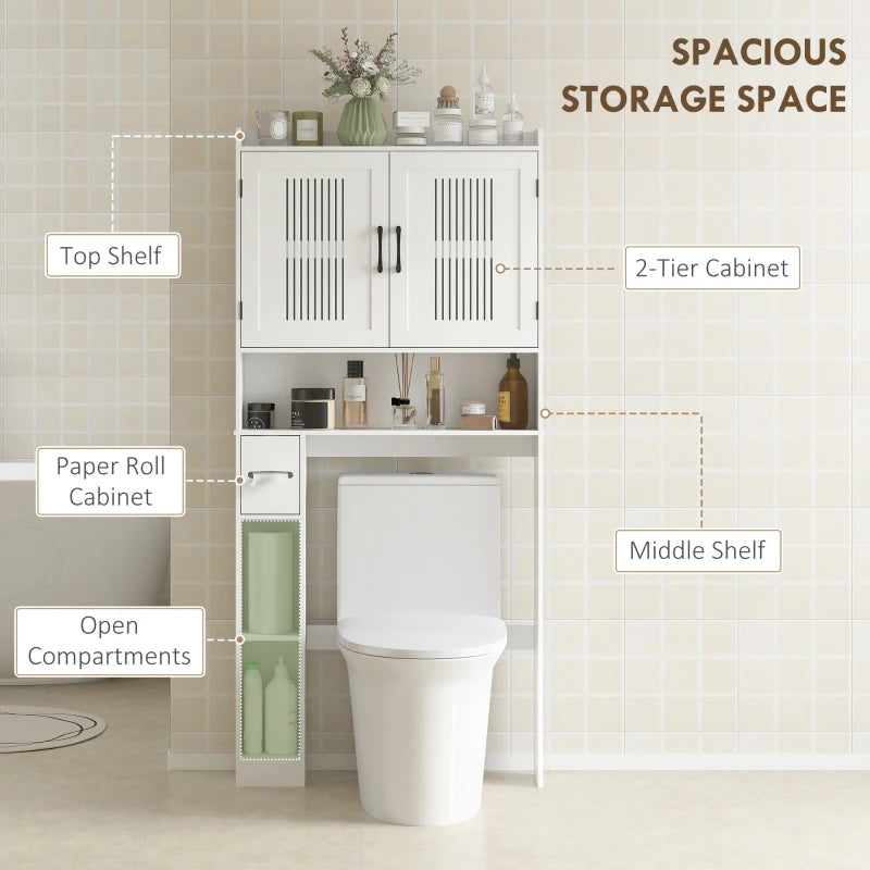 Over the Toilet Storage Cabinet, Bathroom Organizer with Adjustable Shelf, Toilet Paper Holder for Bathroom, Laundry