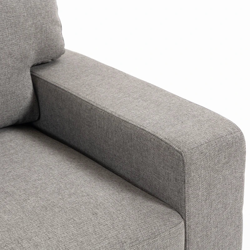 3 Seater Sofa with Storage Pockets, Modern Upholstered Couch with Pocket Springs, Grey
