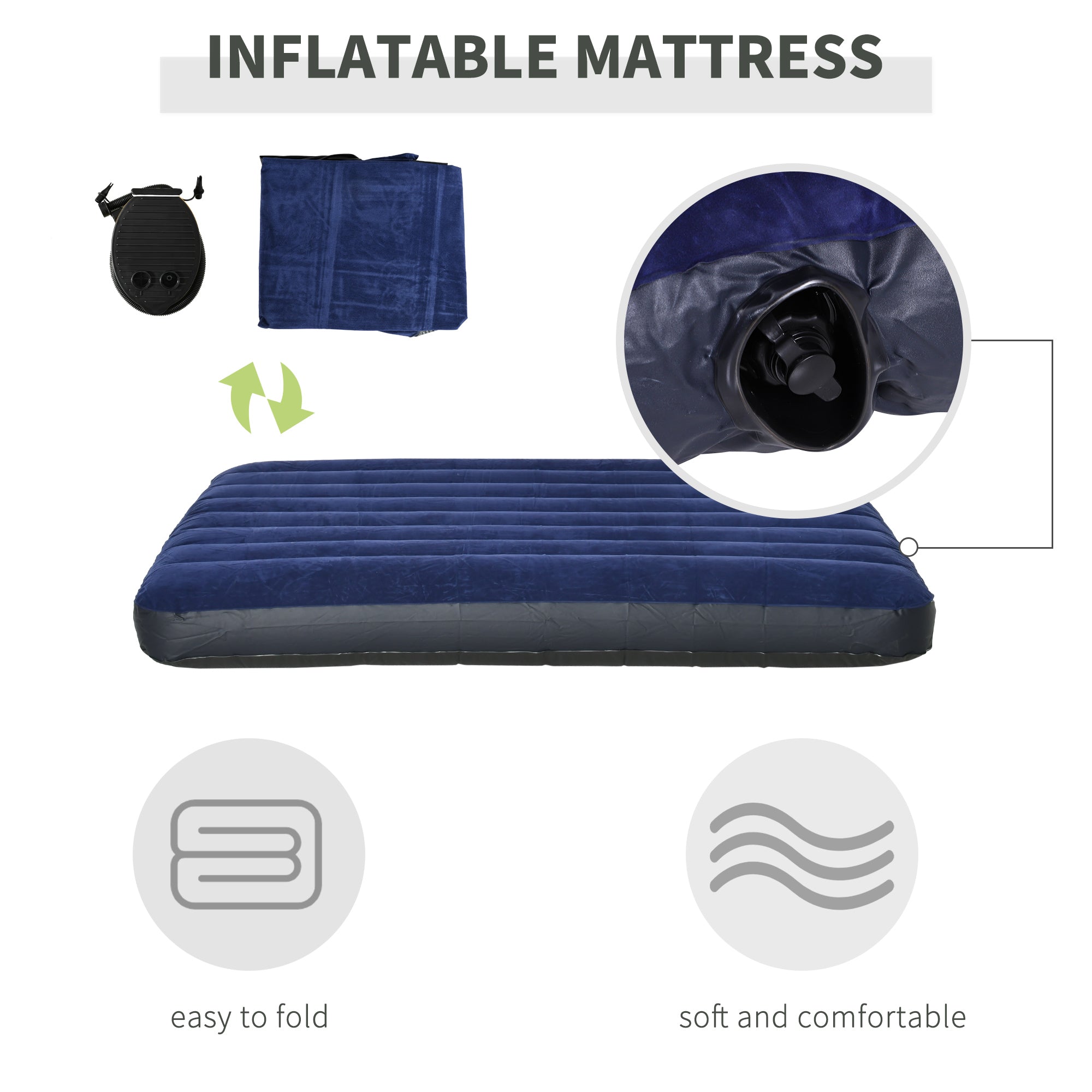 Outsunny Camping Combo Set All in 1 Portable Folding Tent Cot Air Mattress Carry Bag Pump Sleeping Shelter Dark Green 