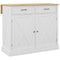 HOMCOM Farmhouse Kitchen Cart: White, Rolling Island, Drop Leaf, Wood Breakfast Bar, 2 Drawers, Adjustable Shelves