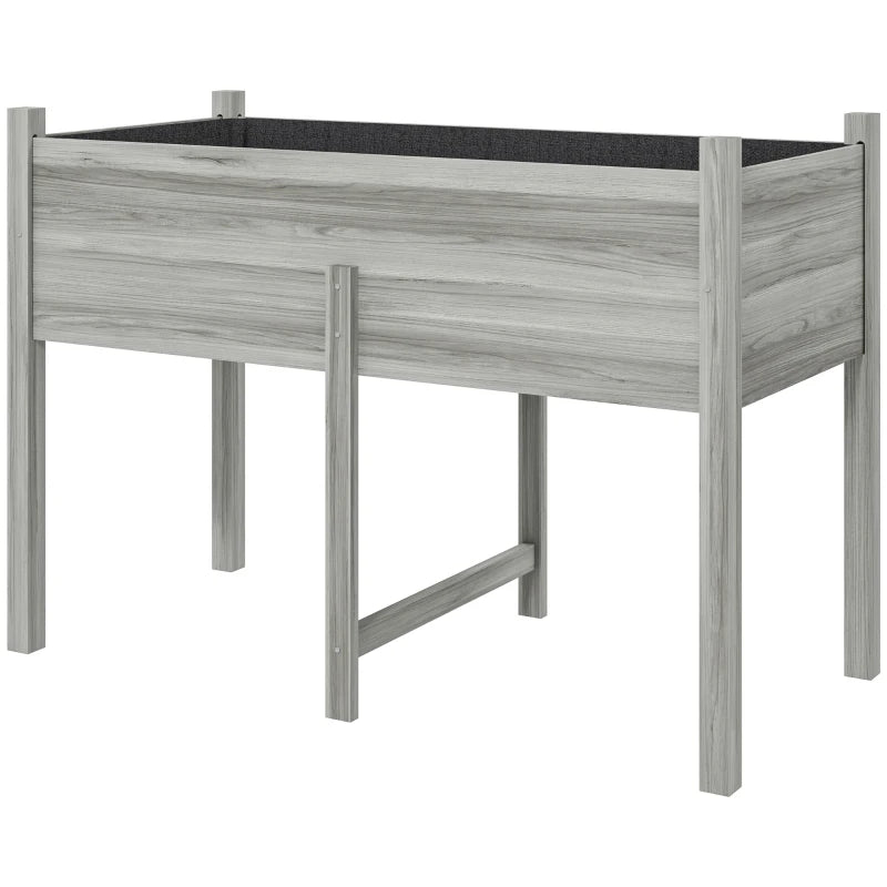 Wooden Raised Planter Box with Drain Holes for Vegetables, Flowers, Outdoor Garden Bed, 45.3x21.7x31.5inch, Grey
