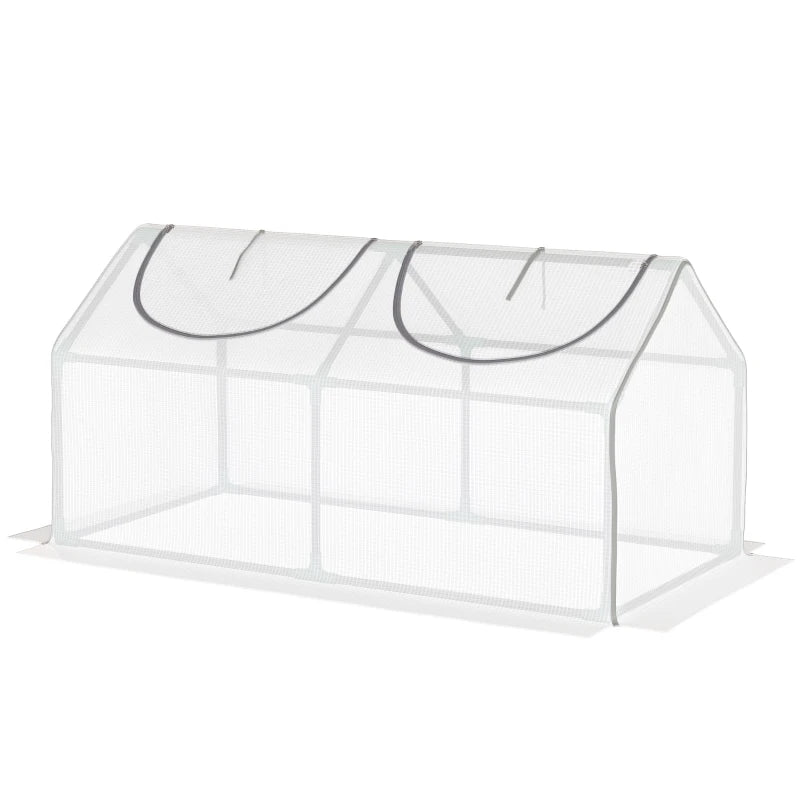 Portable Mini Tunnel Greenhouse Garden Warm House with 2 Windows Steel Frame PE Cover, 47" x 24" x 24", White