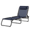 Outsunny Folding Lounge Chair, Adjustable Chaise Lounge with Headrest, Reclining Lounger Cot for Camping, Hiking, Dark Blue