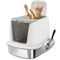 Large Stainless Steel Litter Box, Enclosed Metal Cat Litter Tray with Scoop, Deodoriser Bag, Front-Entry and Top-Exit