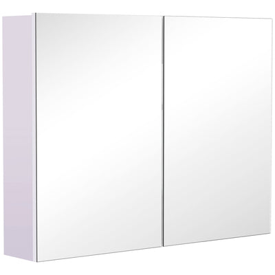 HOMCOM Wall-Mounted Bathroom Cabinet: Double Doors with Mirror, Adjustable Shelf for Storage Organization, White Finish 