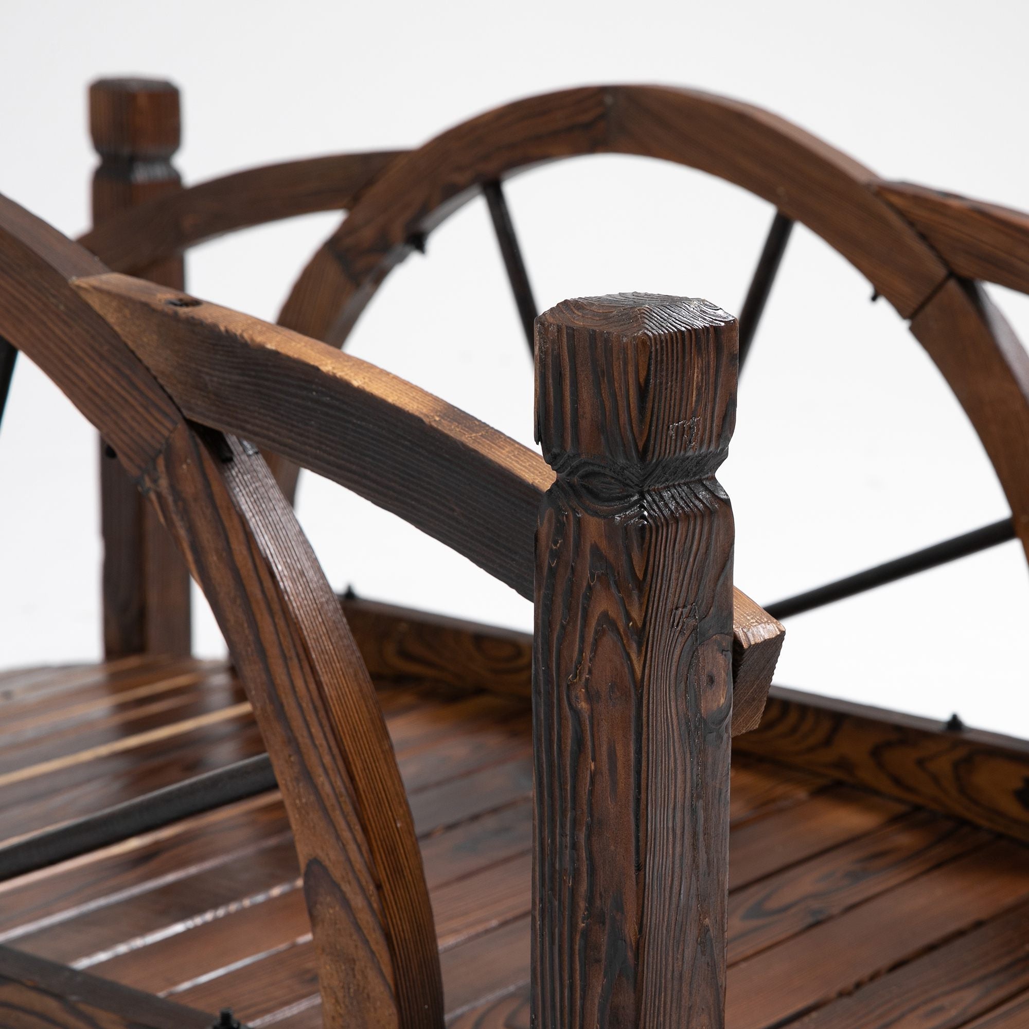 Outsunny Wooden Garden Bridge, Decorative Arc Footbridge with Safety Guardrail 