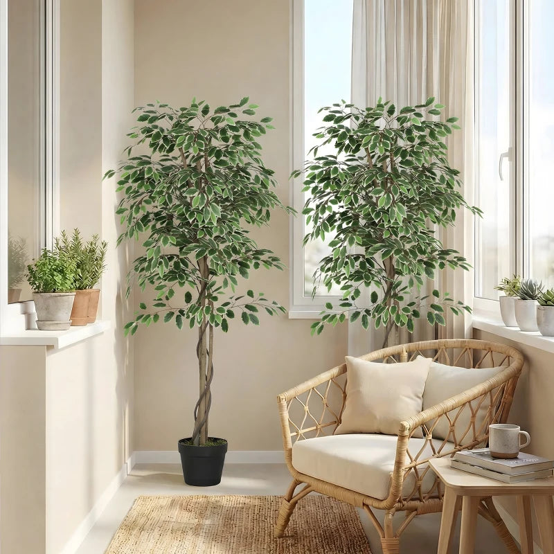 5.3 FT Artificial Tree, Indoor Fake Ficus with Pot, for Home Office Living Room Decor