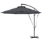 Outsunny 9.5' Cantilever Umbrella with Wind Protection Strap and Cover, Hanging Umbrella with Crank and Cross Base, UPF 50+, Grey