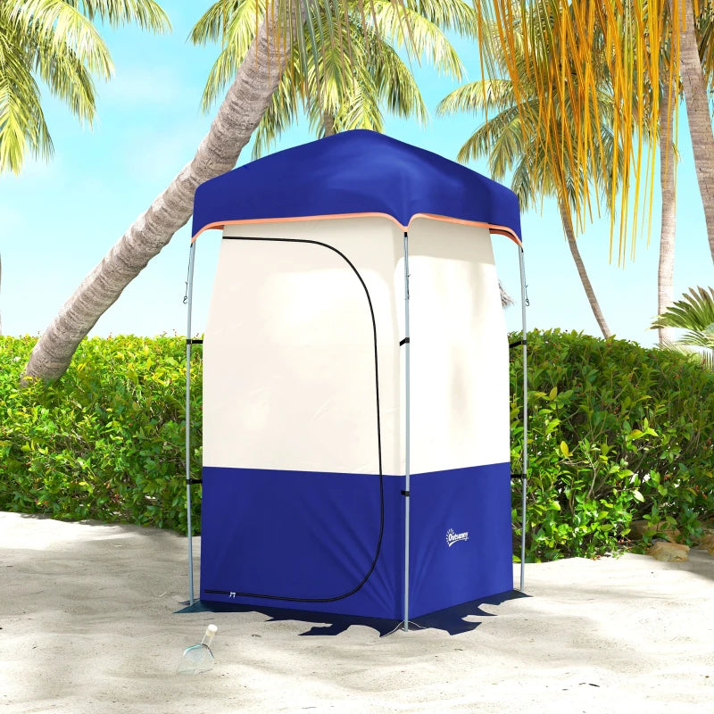 Camping Shower Tent, Portable Privacy Shelter with Solar Shower Bag, Removable Floor and Carrying Bag, Blue