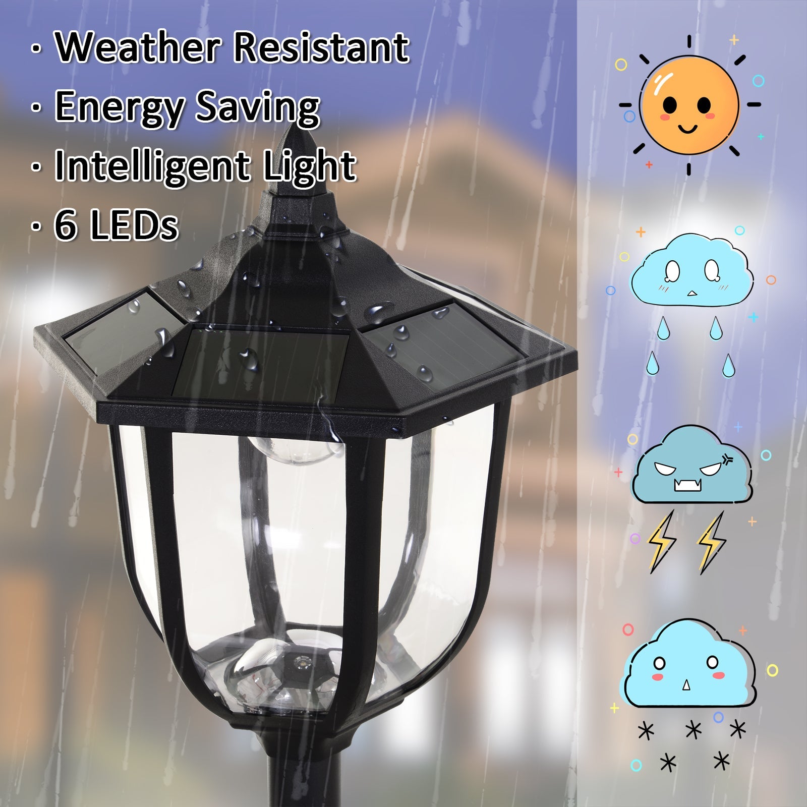 Outsunny Solar LED Torch Lights, Outdoor Garden Lighting, Water-Resistant, Automatic On/Off, 6-8 Hours 