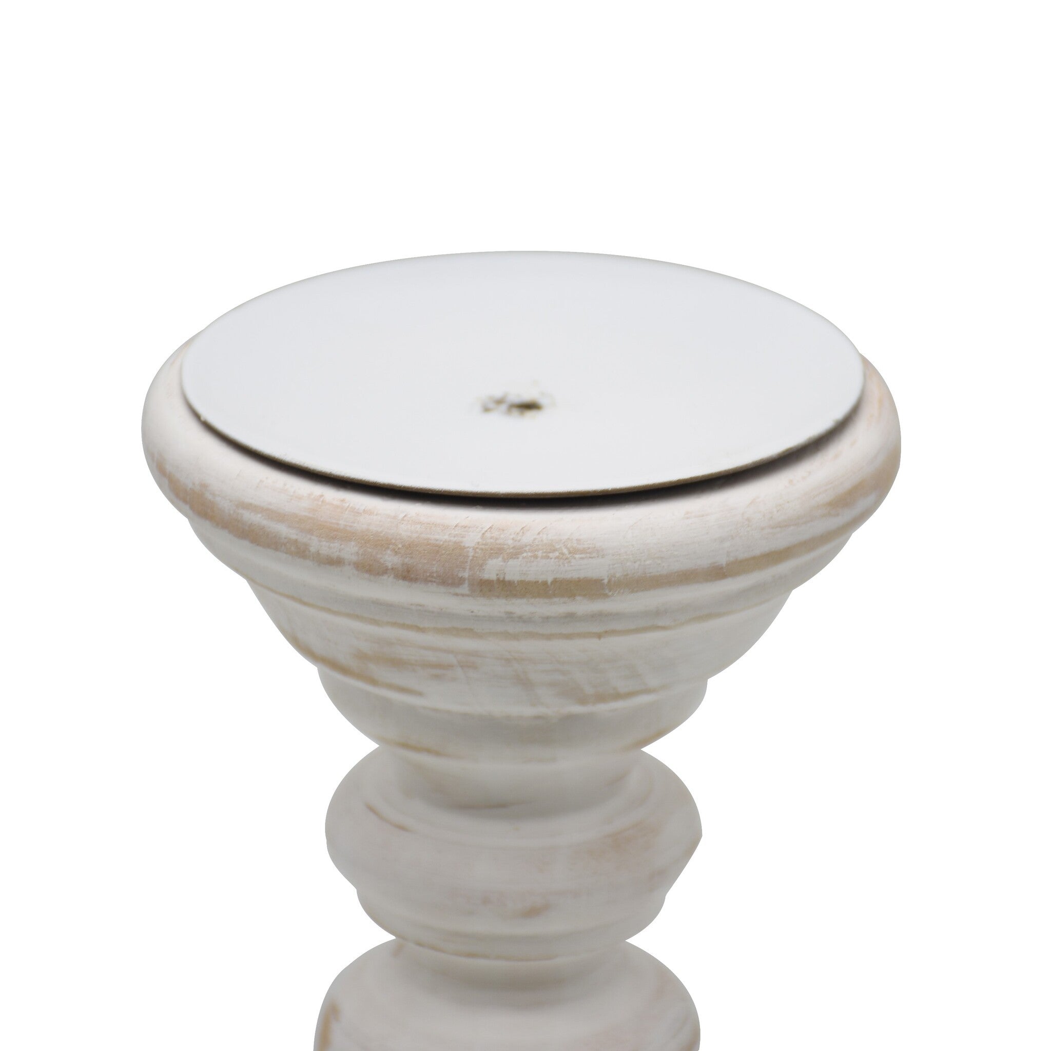 Wood Candle Holder, Antique White 