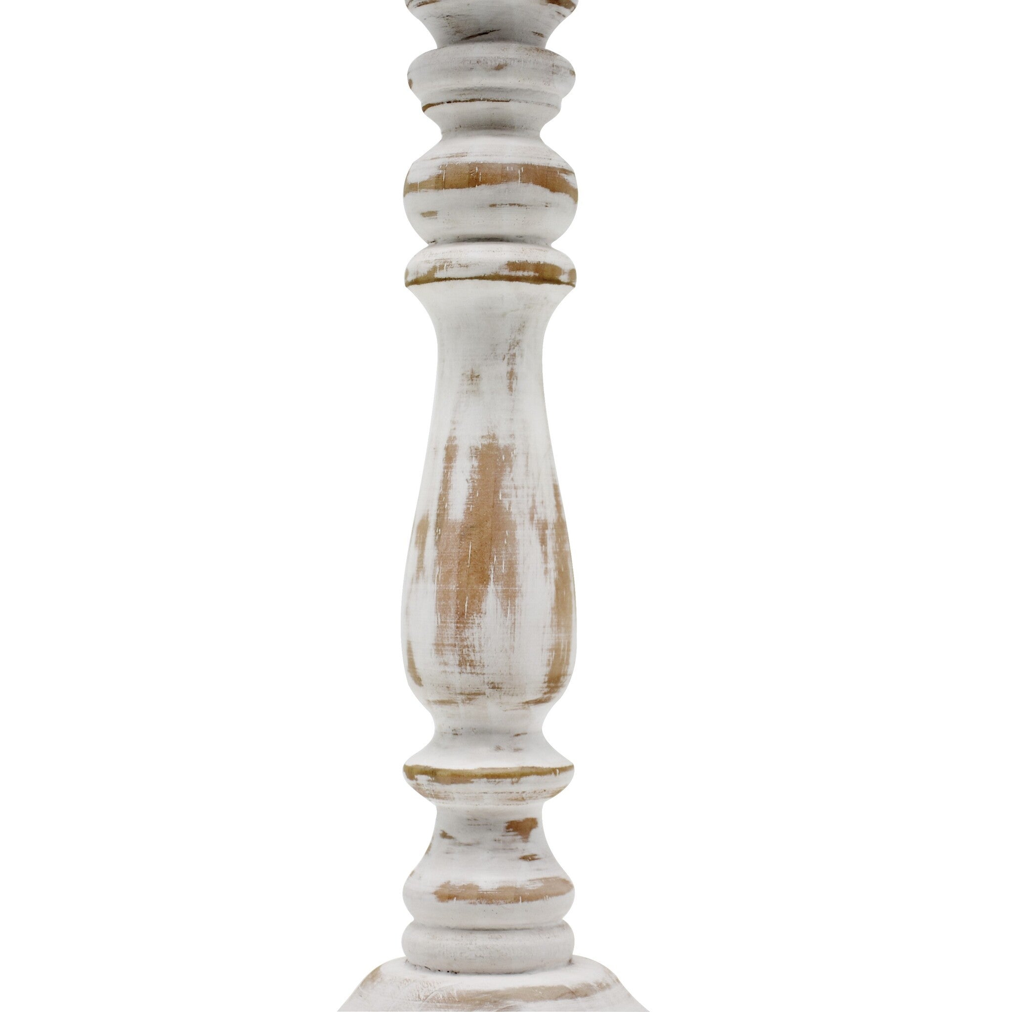 Wood Candle Holder, Antique White 
