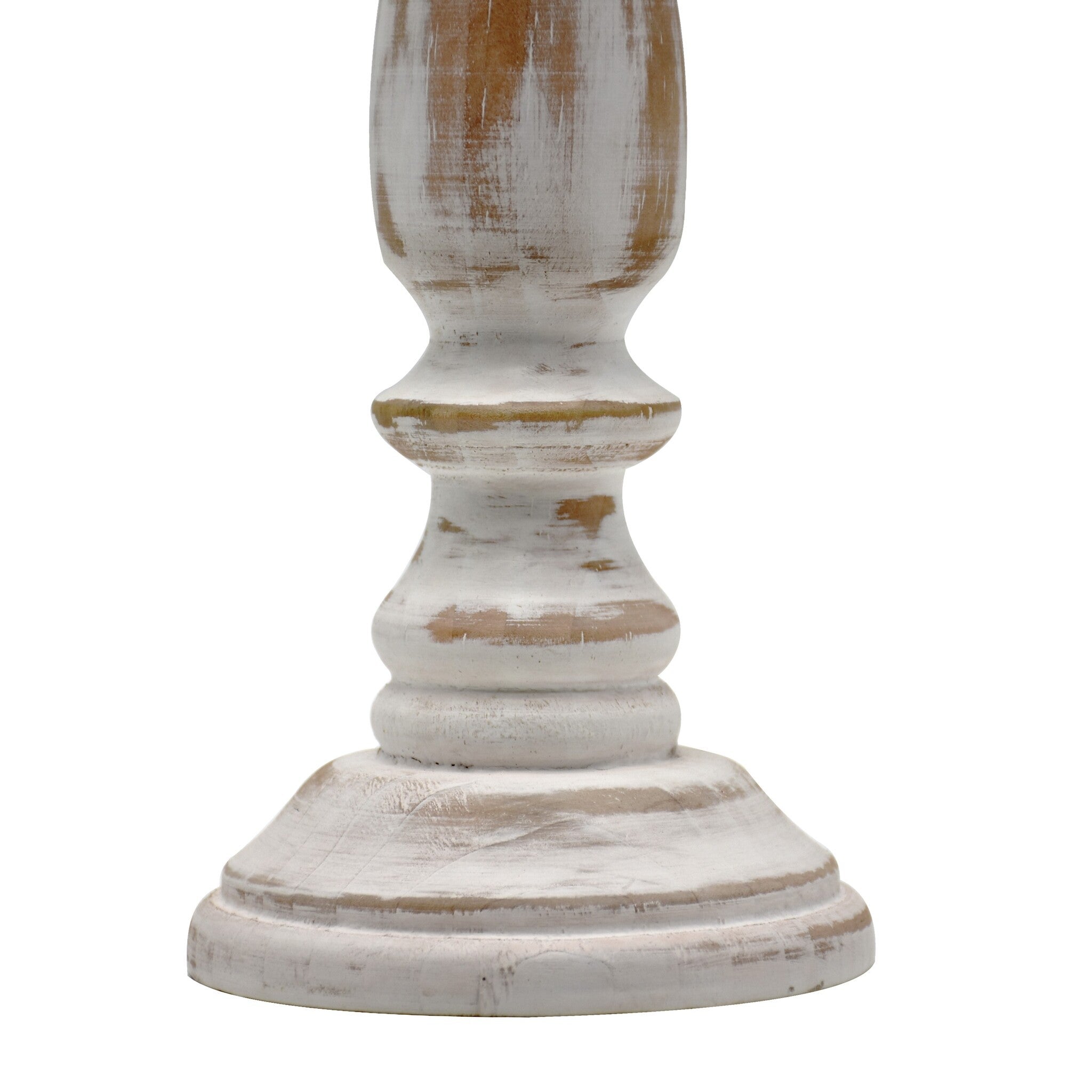 Wood Candle Holder, Antique White 