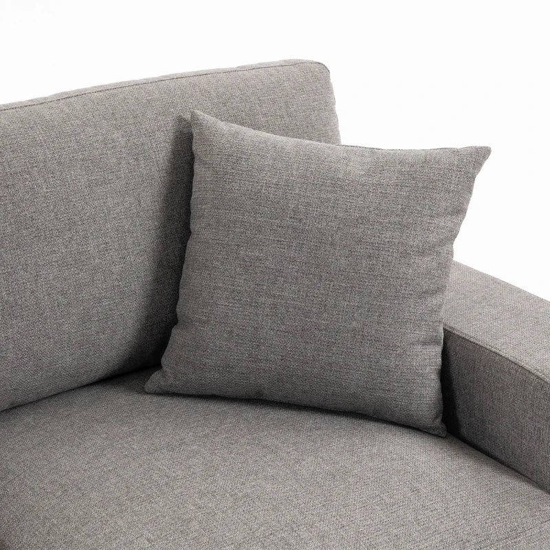 3 Seater Sofa with Storage Pockets, Modern Upholstered Couch with Pocket Springs, Grey