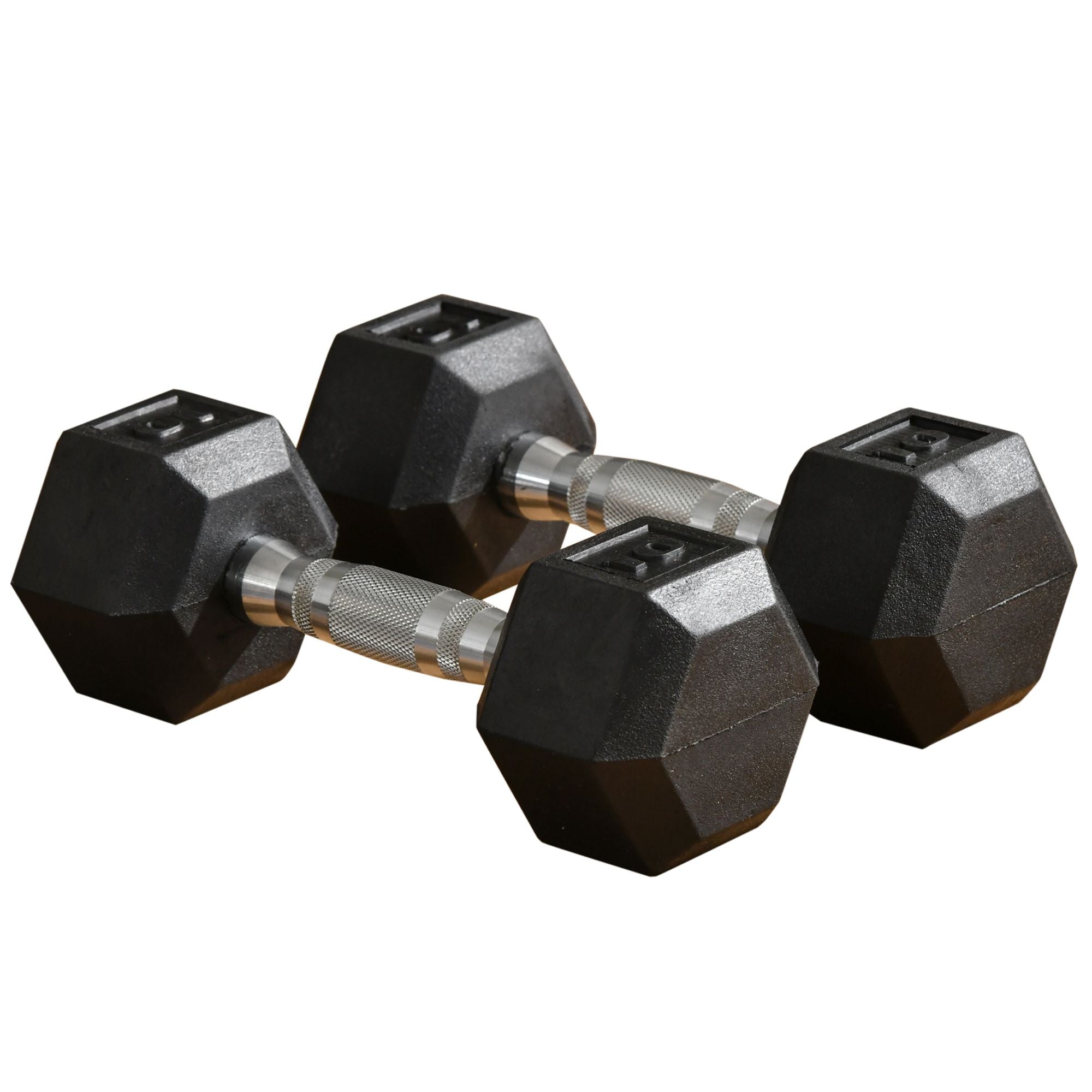 Soozier 20lbs Rubber Dumbbells Set: 2 x 10lbs Hand Weights for Muscle Toning, Black, Home Gym Fitness 