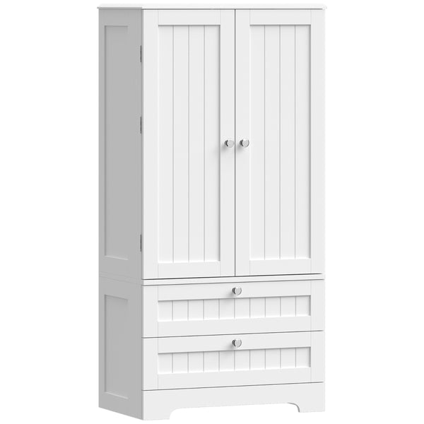 47.2-Inch Farmhouse Kitchen Pantry Cabinet with 6 Door Racks and 2 Drawers – White