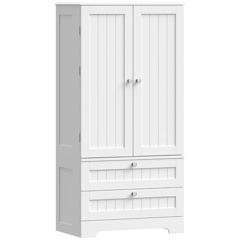 47.2-Inch Farmhouse Kitchen Pantry Cabinet with 6 Door Racks and 2 Drawers – White