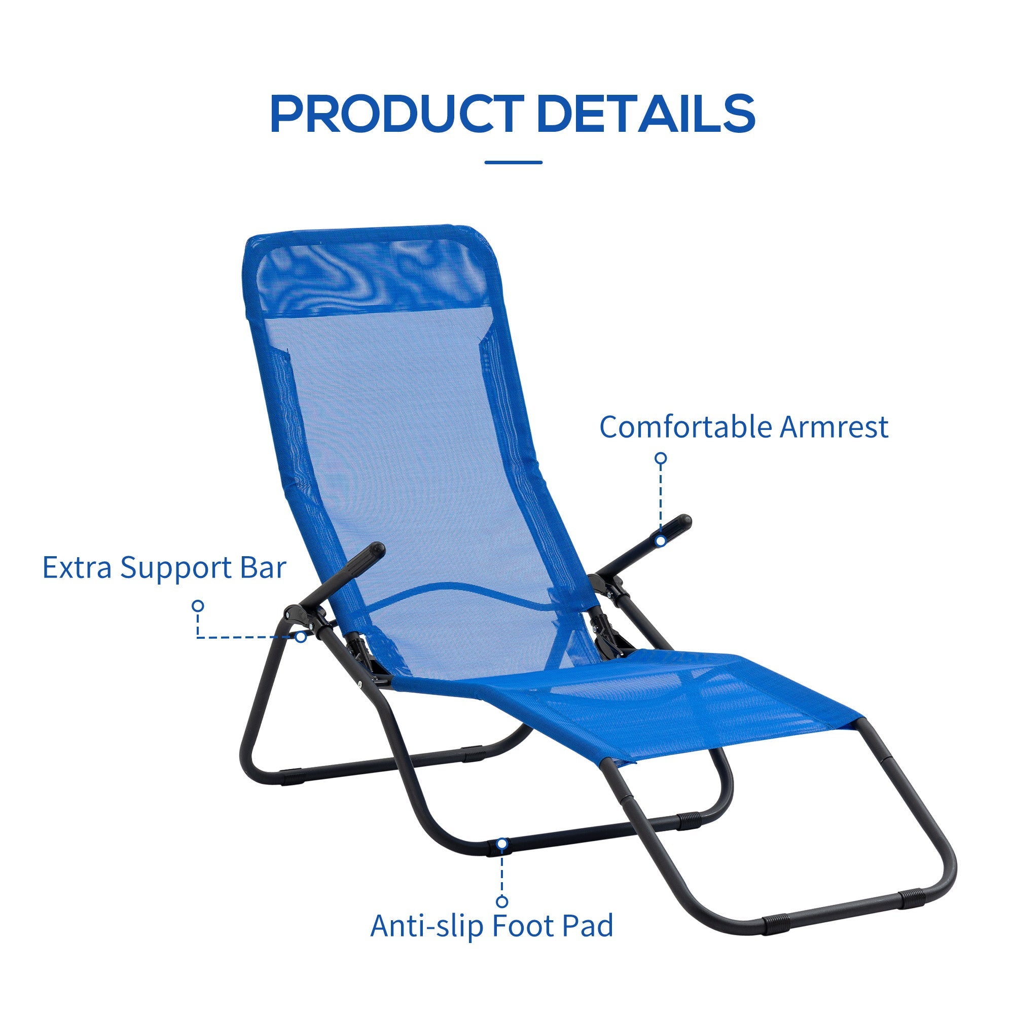 Outsunny Mesh Serenity: Zero Gravity Lounge Chair Recliners, Folding Rocking Chair, Outdoor Chaise Lounge for Beach, Poolside, Blue 